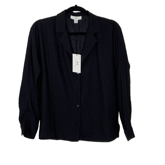 H by HALSTON black buttoned down shirt. NWT Size S - Picture 3 of 7